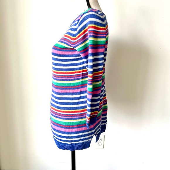 TALBOTS Petite Lightweight Colorful Striped Linen 3/4 Sleeve Sweater—SZ. MP - Picture 6 of 14